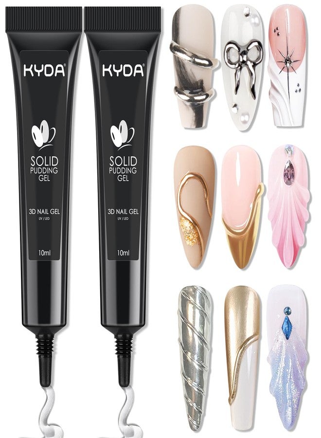 KYDA 2 Pcs 10ml Clear 3D Sculpting Nail Gel, 3-in-1 Sculpture Nail Art Gel for Carving Painting and Molding, Rhinestone Glue for Gems Diamond Jewelry Decoration - Image 1